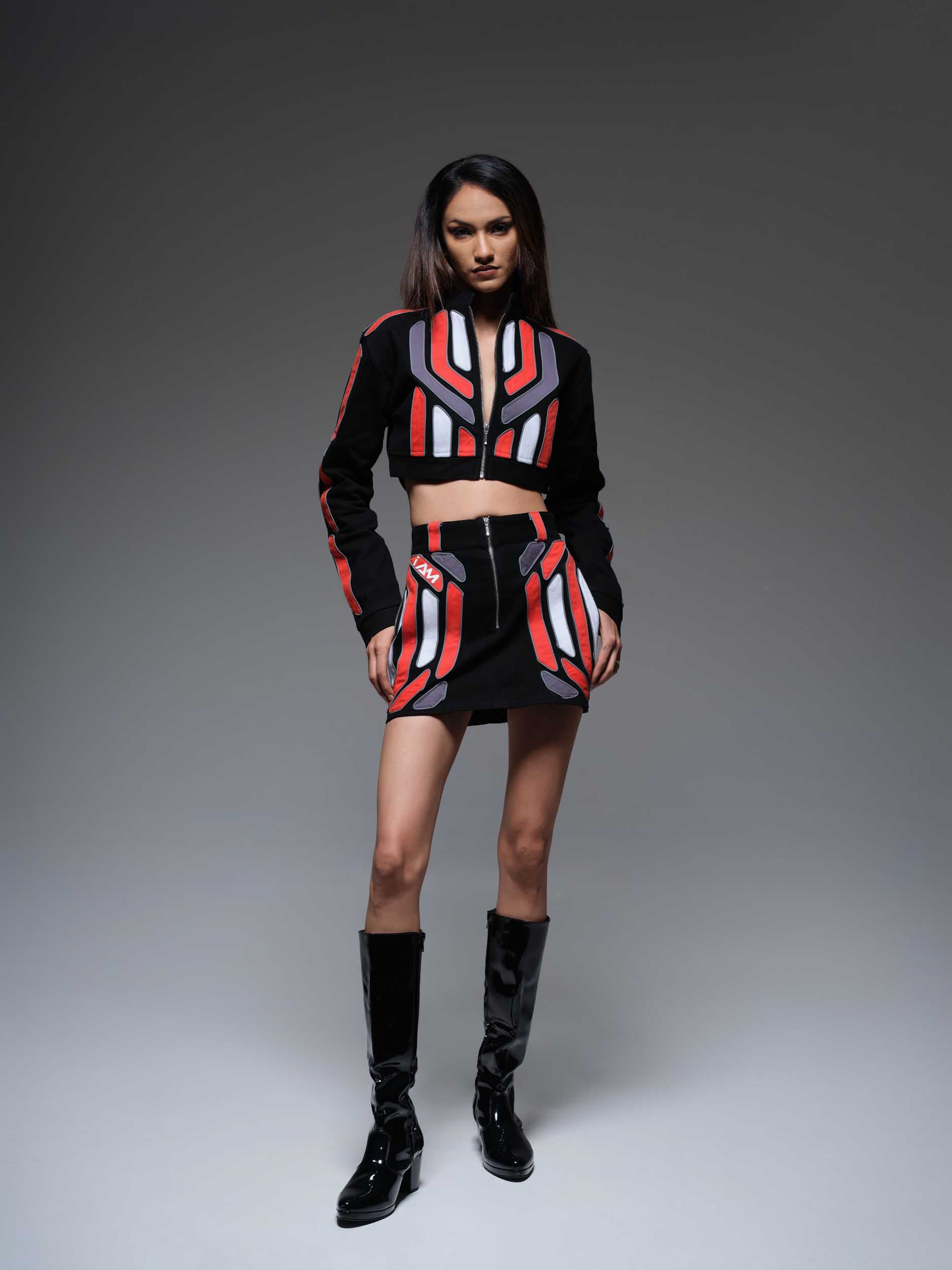 RED DOMINO CROP JACKET