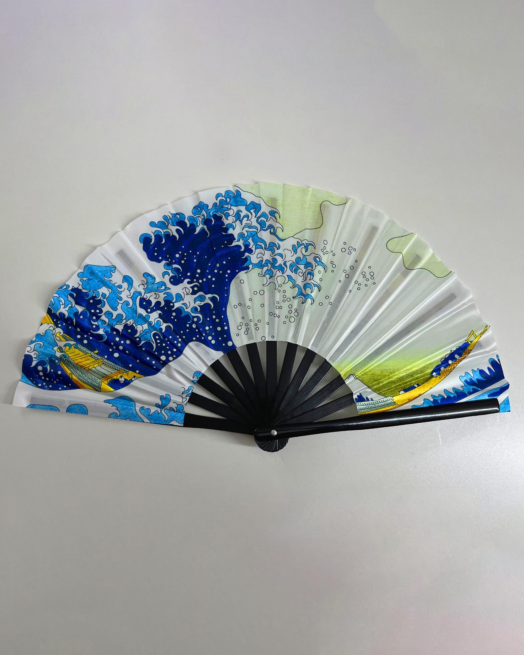 Blue wave hand fan