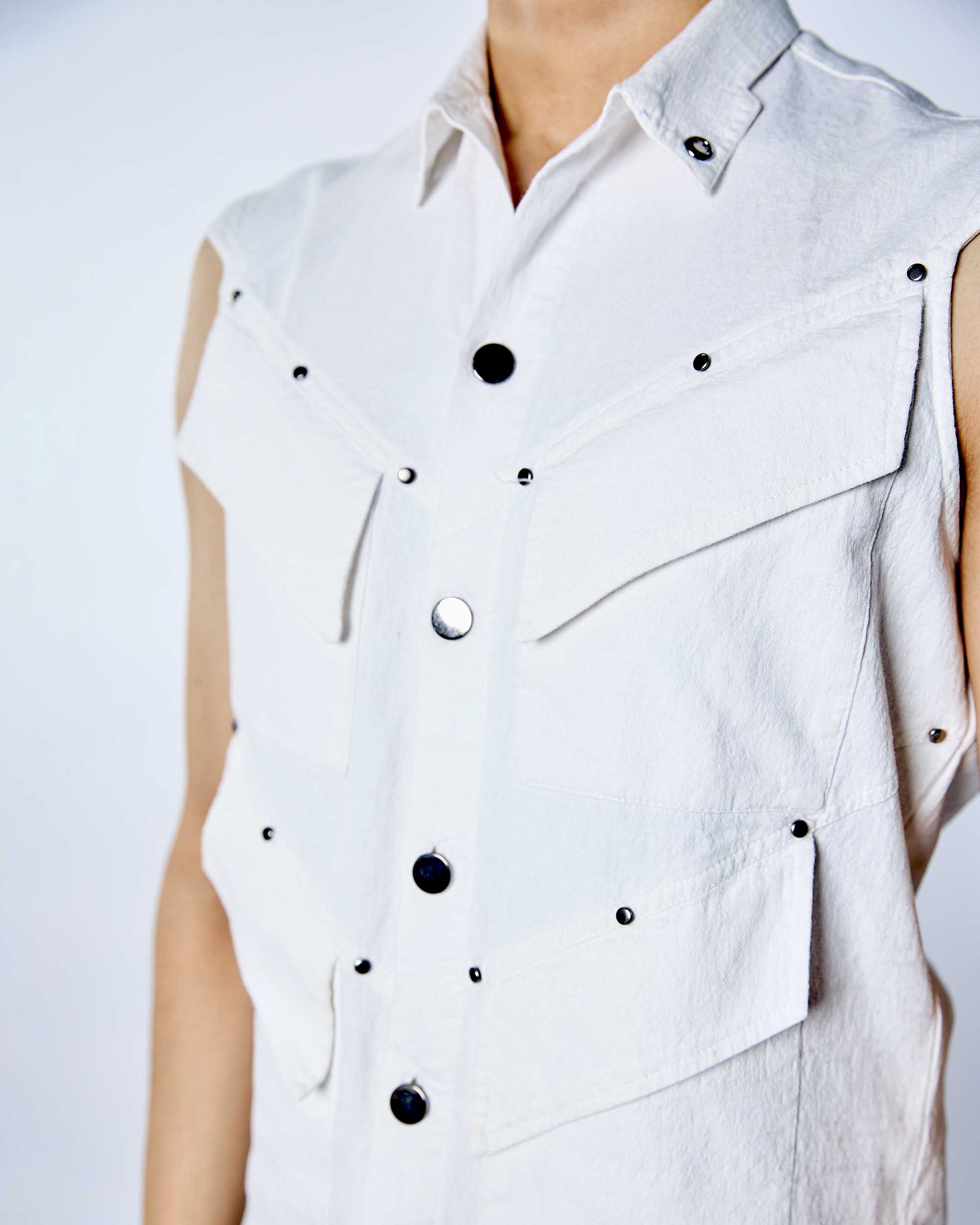 White Sleeveless Shacket