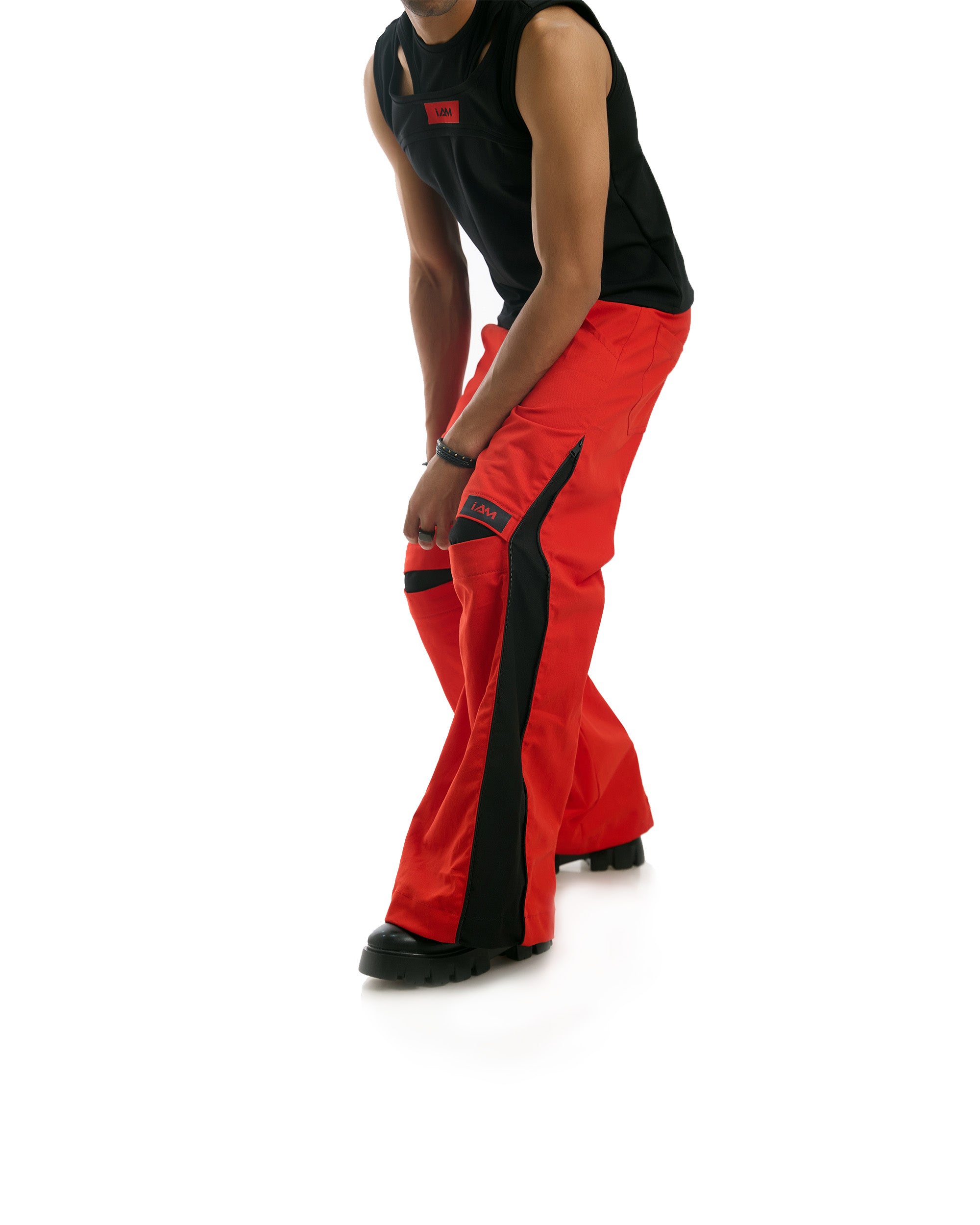 Hot Red Zipper Pants For Men | i AM