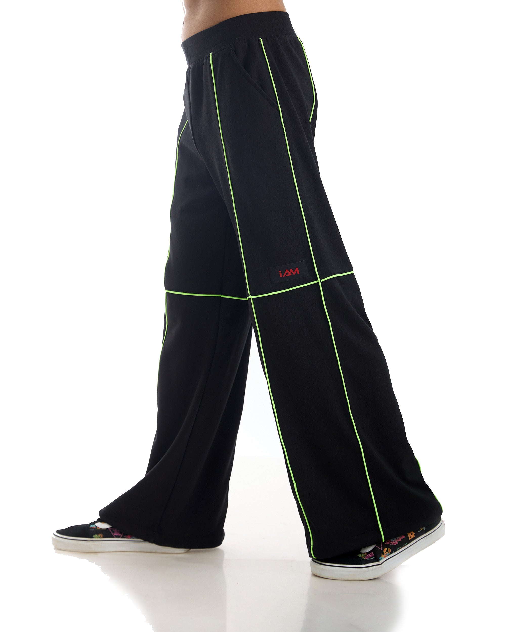 Black pants with neon stripe fashion