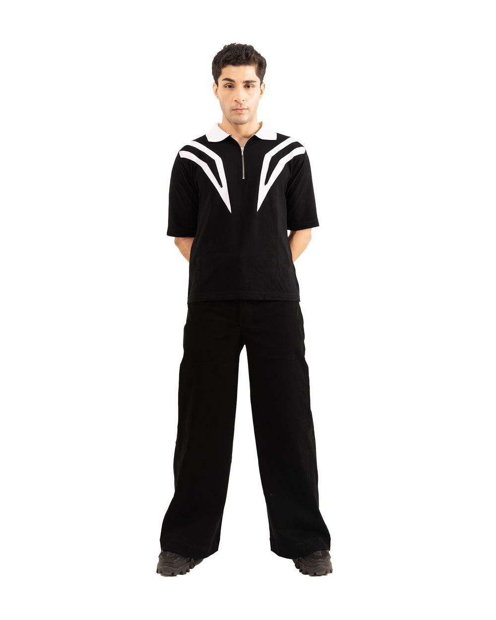 White Thunder Polo shirt for men, a classic white short-sleeve polo with a folded collar.