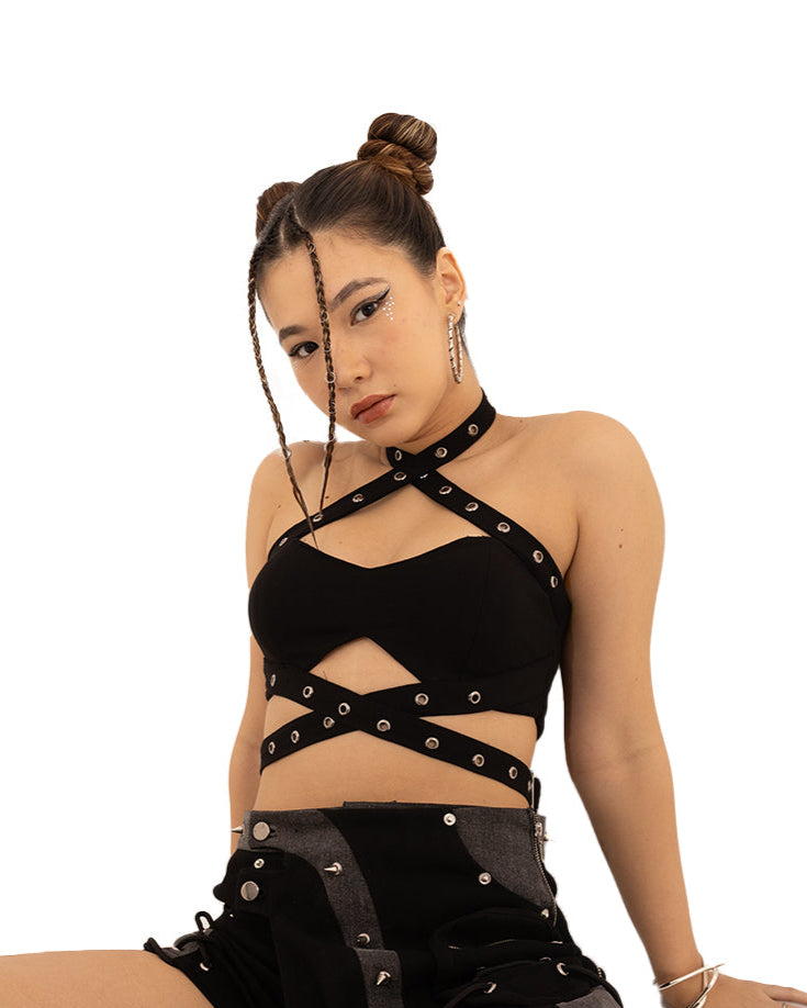 DISTORTION BRALETTE BLACK